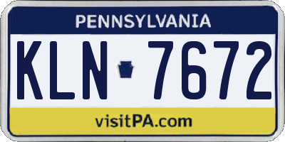 PA license plate KLN7672