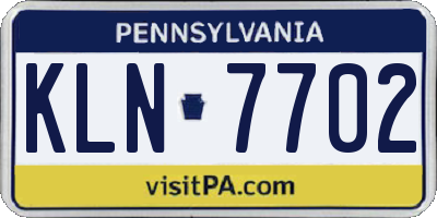 PA license plate KLN7702