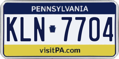 PA license plate KLN7704