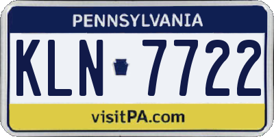 PA license plate KLN7722