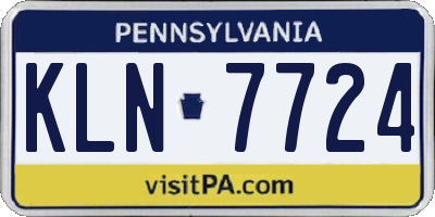 PA license plate KLN7724