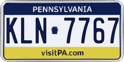 PA license plate KLN7767