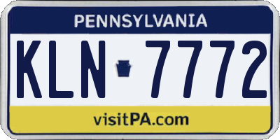 PA license plate KLN7772