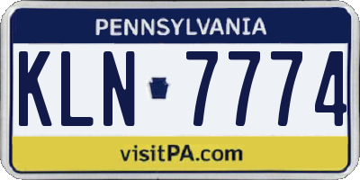 PA license plate KLN7774