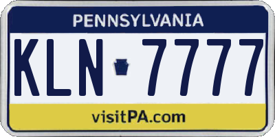 PA license plate KLN7777