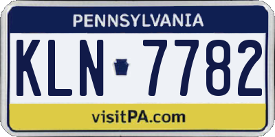PA license plate KLN7782