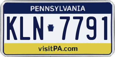 PA license plate KLN7791