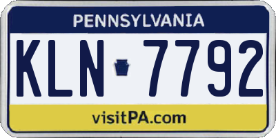 PA license plate KLN7792