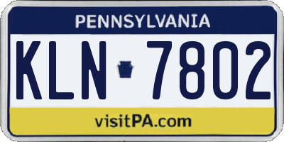 PA license plate KLN7802