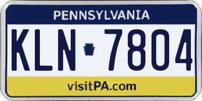 PA license plate KLN7804