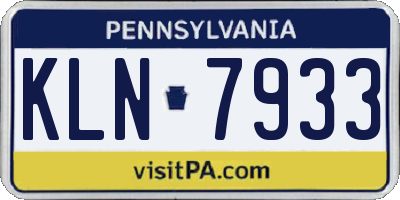 PA license plate KLN7933