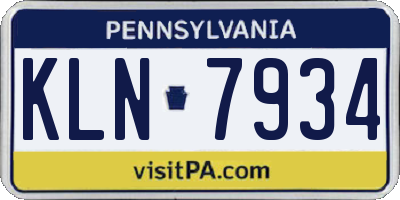 PA license plate KLN7934