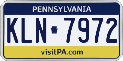 PA license plate KLN7972
