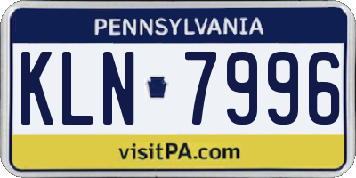 PA license plate KLN7996