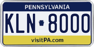 PA license plate KLN8000