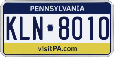 PA license plate KLN8010