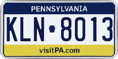 PA license plate KLN8013