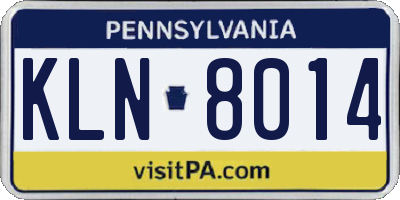 PA license plate KLN8014
