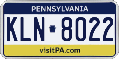 PA license plate KLN8022