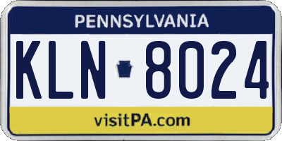 PA license plate KLN8024