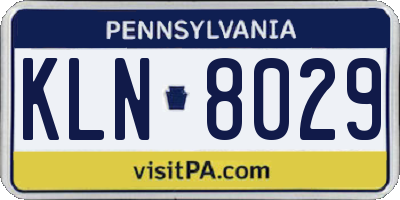 PA license plate KLN8029