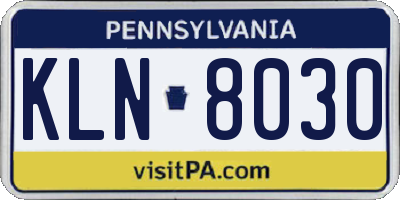 PA license plate KLN8030