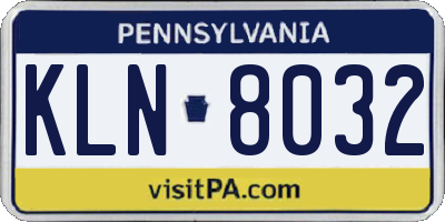 PA license plate KLN8032