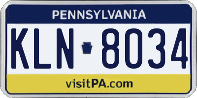 PA license plate KLN8034