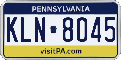 PA license plate KLN8045