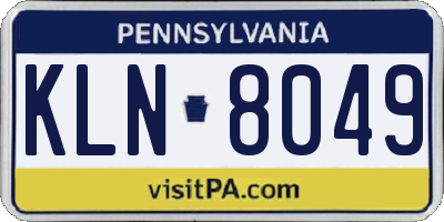 PA license plate KLN8049