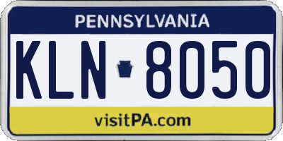 PA license plate KLN8050