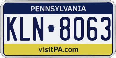 PA license plate KLN8063