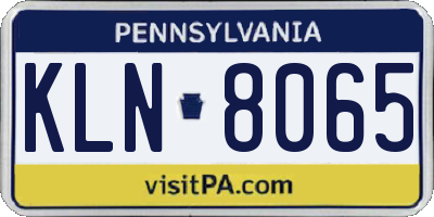 PA license plate KLN8065
