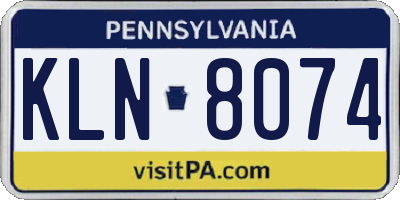PA license plate KLN8074