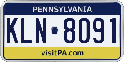 PA license plate KLN8091