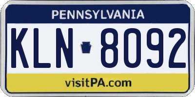 PA license plate KLN8092