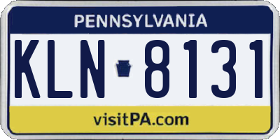 PA license plate KLN8131