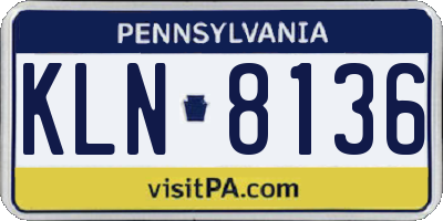 PA license plate KLN8136