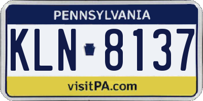 PA license plate KLN8137