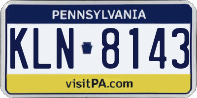 PA license plate KLN8143