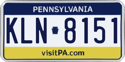 PA license plate KLN8151