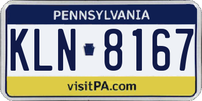 PA license plate KLN8167
