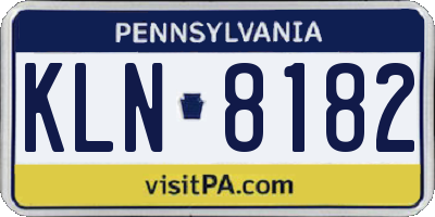 PA license plate KLN8182