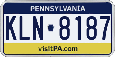PA license plate KLN8187