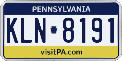 PA license plate KLN8191