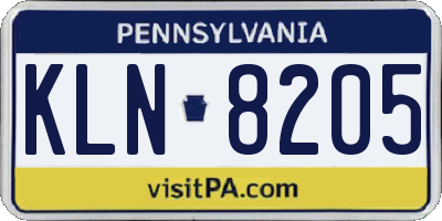 PA license plate KLN8205