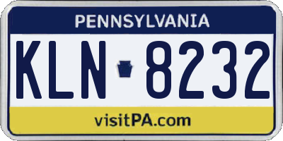 PA license plate KLN8232