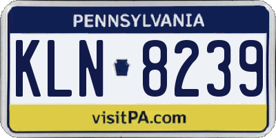 PA license plate KLN8239