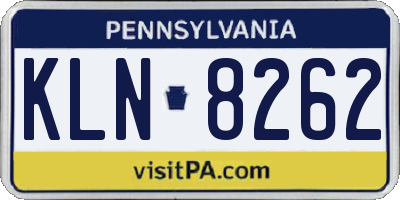 PA license plate KLN8262