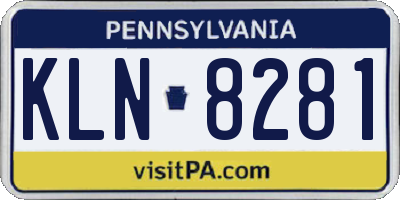PA license plate KLN8281